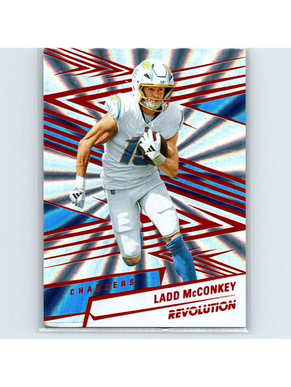 2025 Panini Revolution Football - Ladd McConkey #62 - Sunburst #/18 - Chargers